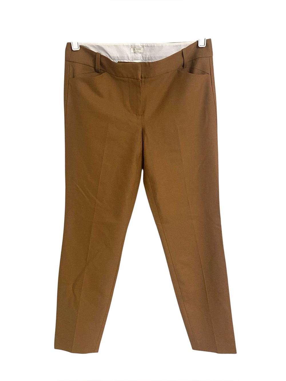 J.Crew stretch camel neutral slim wool trousers office career pants size 2